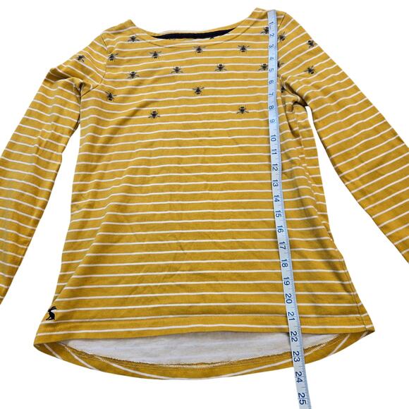 Joules Harbour Print Boat Neck Mustard Yellow Bee Stripe Long Sleeve Shirt US 4 - Picture 5 of 10
